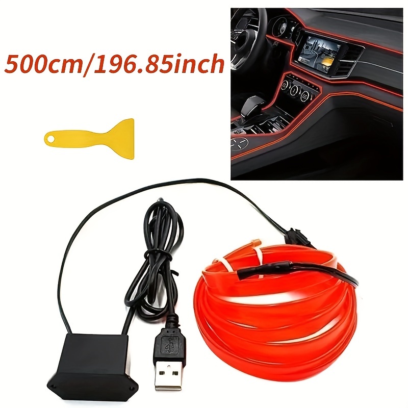 5IN1 6IN1 Neon LED Car Interior Ambient Light USB Cigarette EL Wiring  Flexible LED Strip Atmosphere Decorative Lamp for Auto