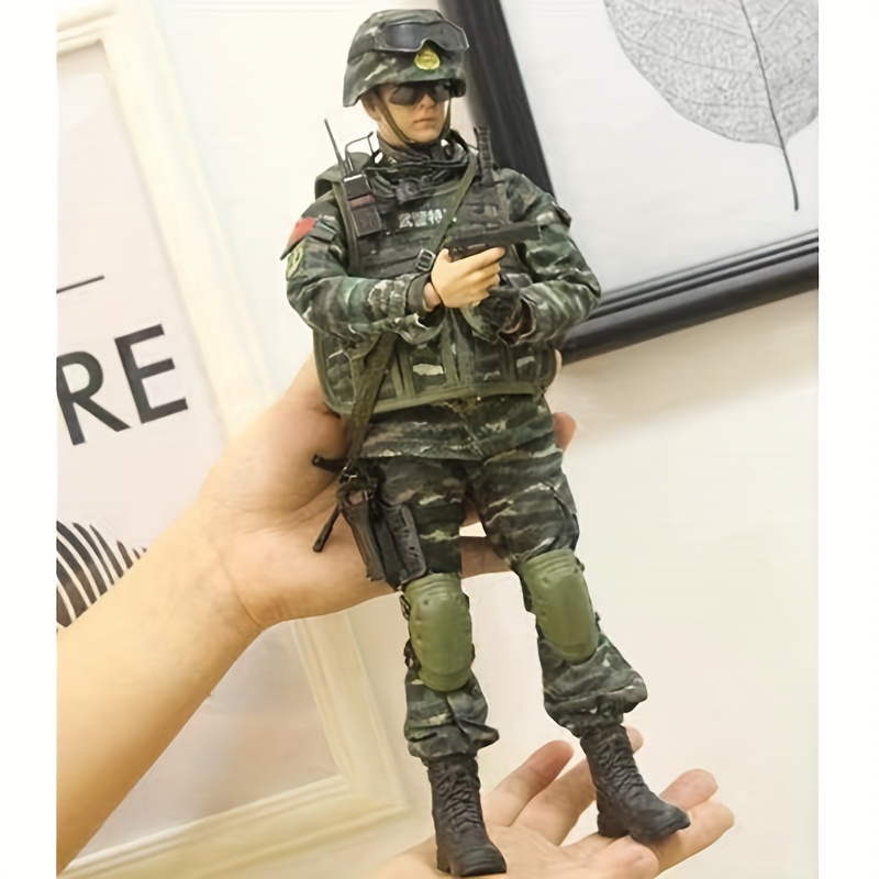 Black 1/6 Soldier Action Figure Model, 12 Inch Realistic Army Military  Police Soldier Model Set with Accessories