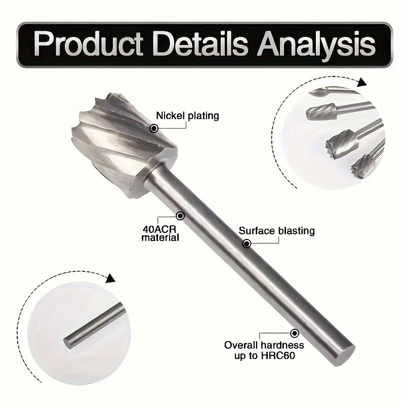 10pcs Carbide Rotary Burr Set Tungsten Steel Grinding Head & Rotary Tool
