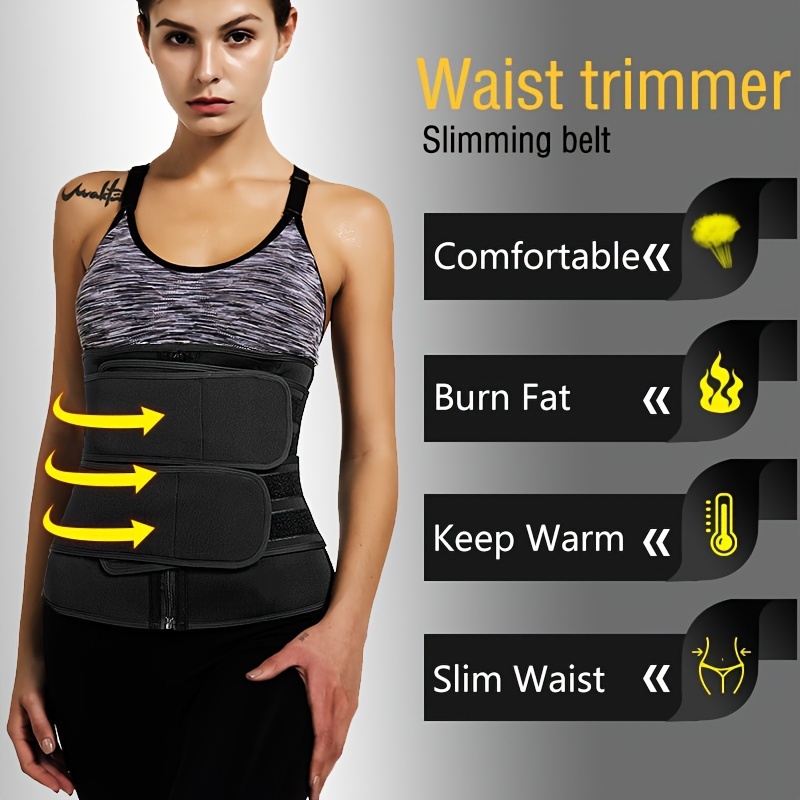 Waist Trainer For Women, Sauna Sweat Waist Belt Waist Trimmer With Buckle  Zipper, Body Shaper