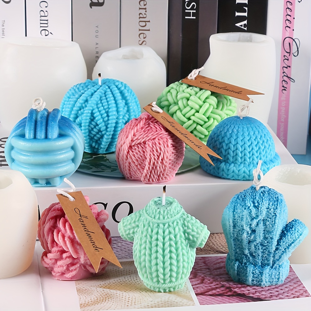 1pc Silicone Mold + 10pcs Wicks Handmade Decorative Candle Making DIY  Aromatherapy Candle Woolen Glove Shape Decoration Silicone Mold Candlestick  Atmo