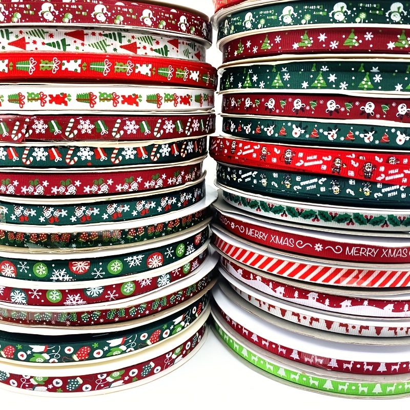 400 Yard Christmas Grosgrain Ribbon 0.39 Inch Dot Craft Ribbon Red and  Green Striped Xmas Gift Ribbon for Christmas Gift Wrapping Wedding Decor  Party