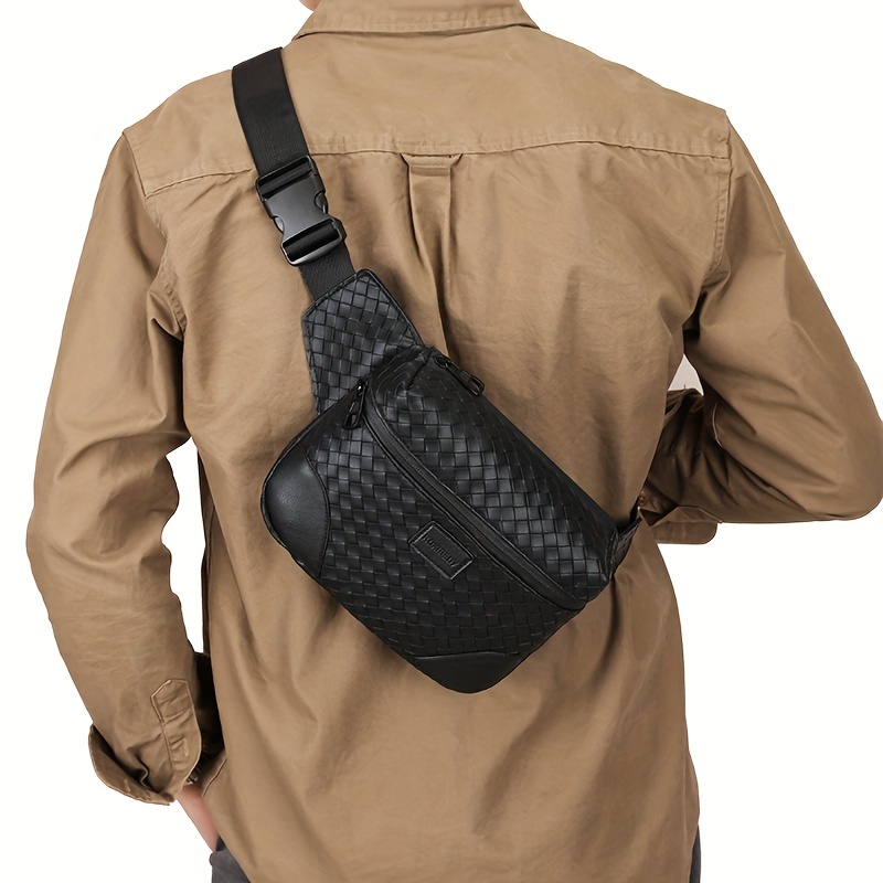 Men's Fashion Casual Retro Chest Bag, Argyle Large Capacity Waterproof  Shoulder Bag, Simple Pu Leather Crossbody Bag - Temu Germany
