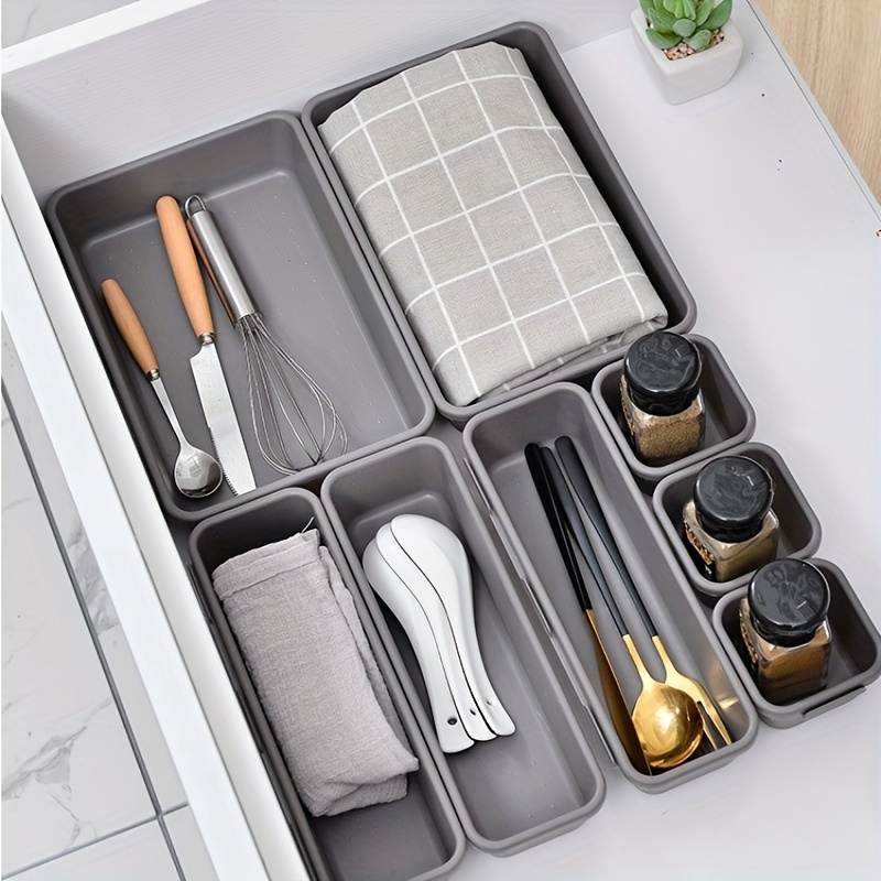 Drawer Divider 8pcs Adjustable DIY Storage Organizer Separator for Tidying  Clutter Cutlery Makeup Clothes of Dresses, Desk & Box in Kitchen Bathroom