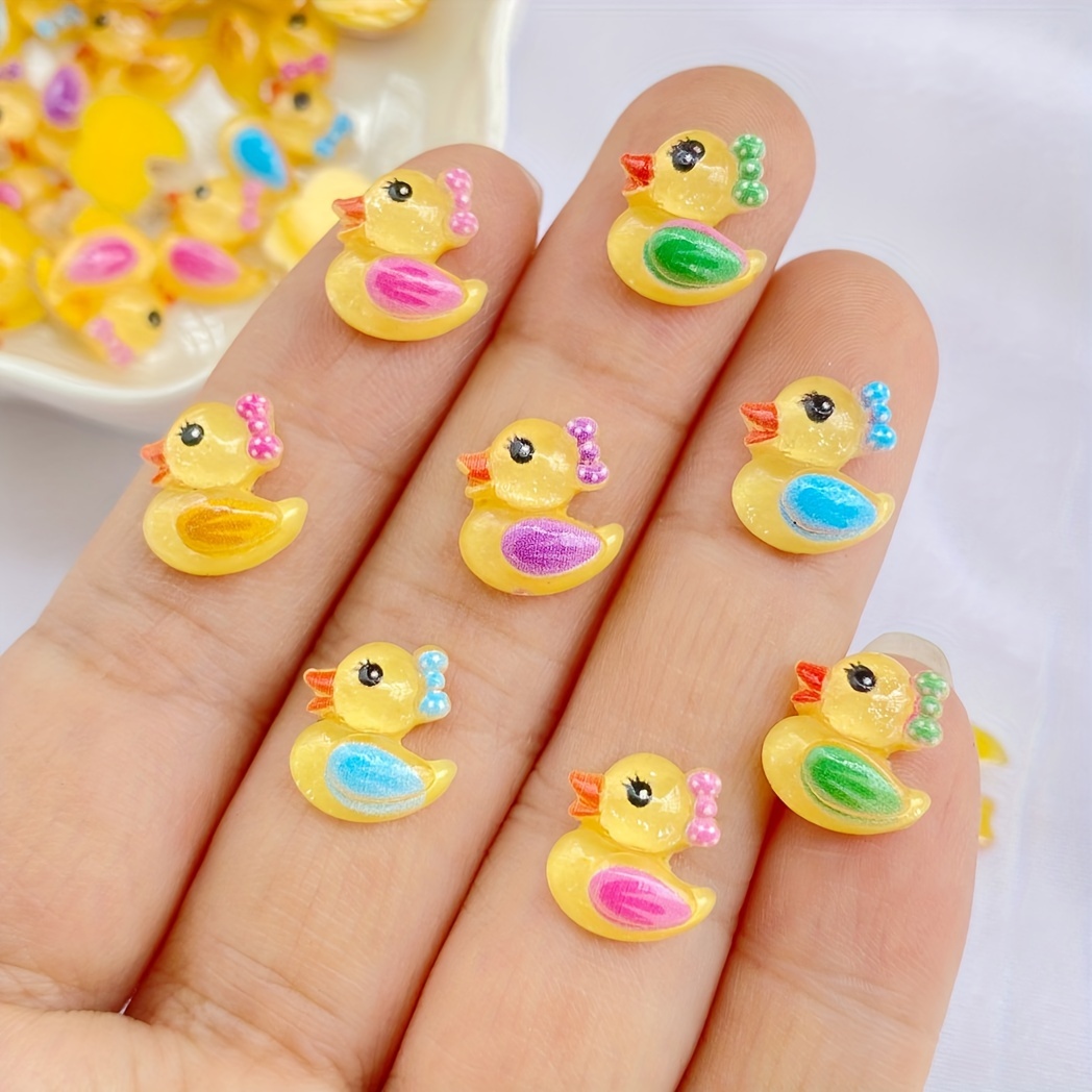 Image of 30pcs Cute Duck Resin Charms With Colorful Flat - , Manicure, Hair Accessories & Phone Case Decorations, Hair Accessories | Colorful Charms | Resin Craft Items