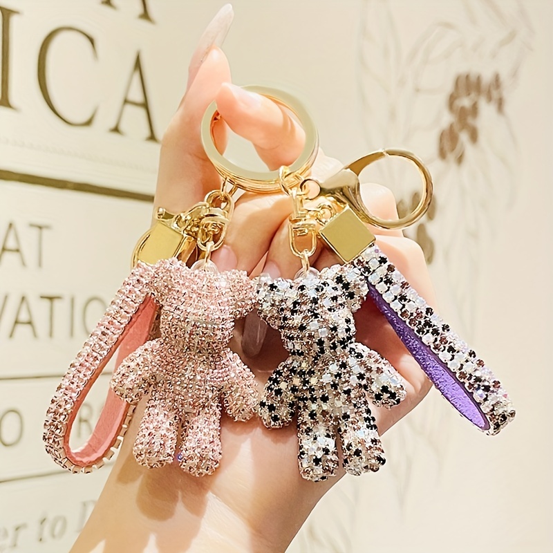 Rhinestone Bear Keychain Bag Accessories Metal Cute Bear Bag Pendant Car  Keychain Holiday Gift Commemorative Gift For Women