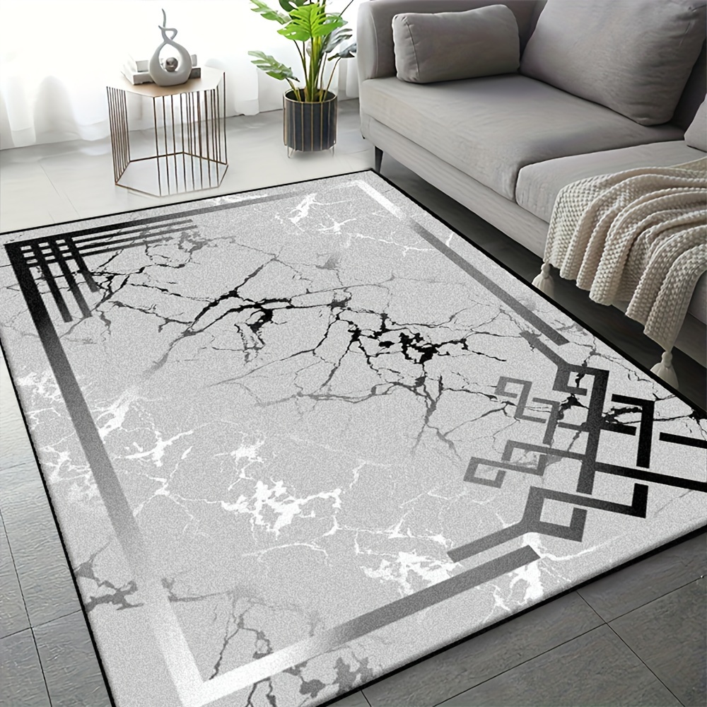 Alfombra de área con textura de mármol, alfombra antideslizante para sala  de estar y dormitorio, alfombra de piso de mármol blanco y dorado, alfombra