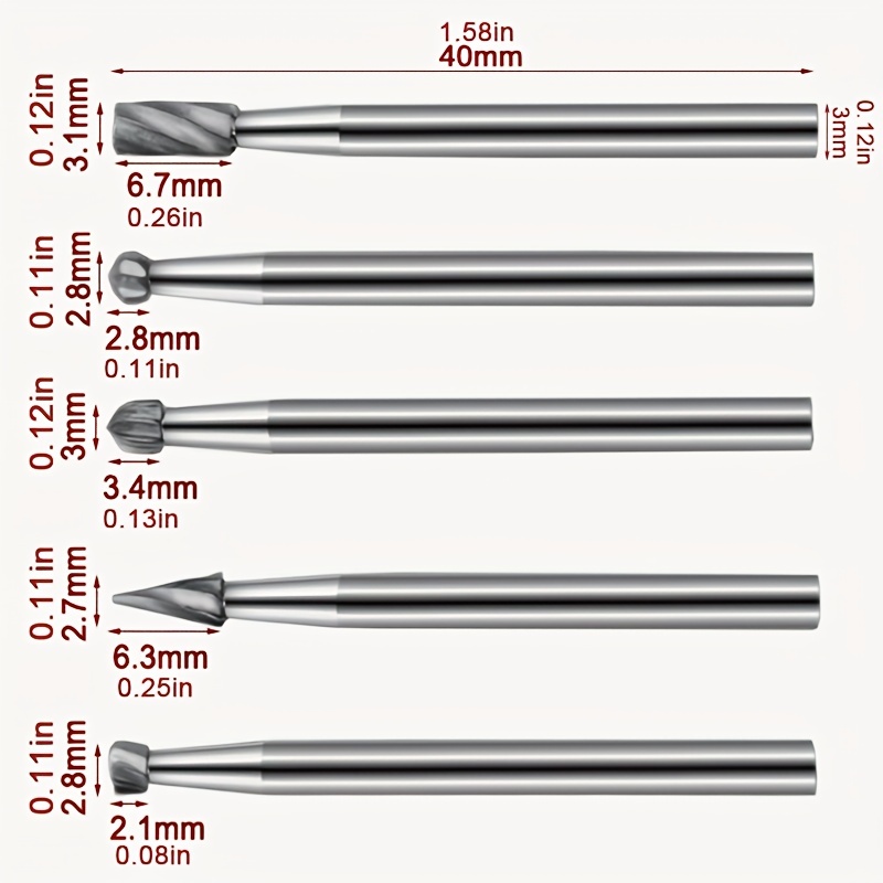 Carving Bits Wood Engraving Router Bit for Dremel with 1/8(3mm) Shank,  20Pcs HSS Different Burr Set to Meet Your Different Needs, Durable Rotary  Tools Accessories for DIY Woodworking, Carving : : DIY