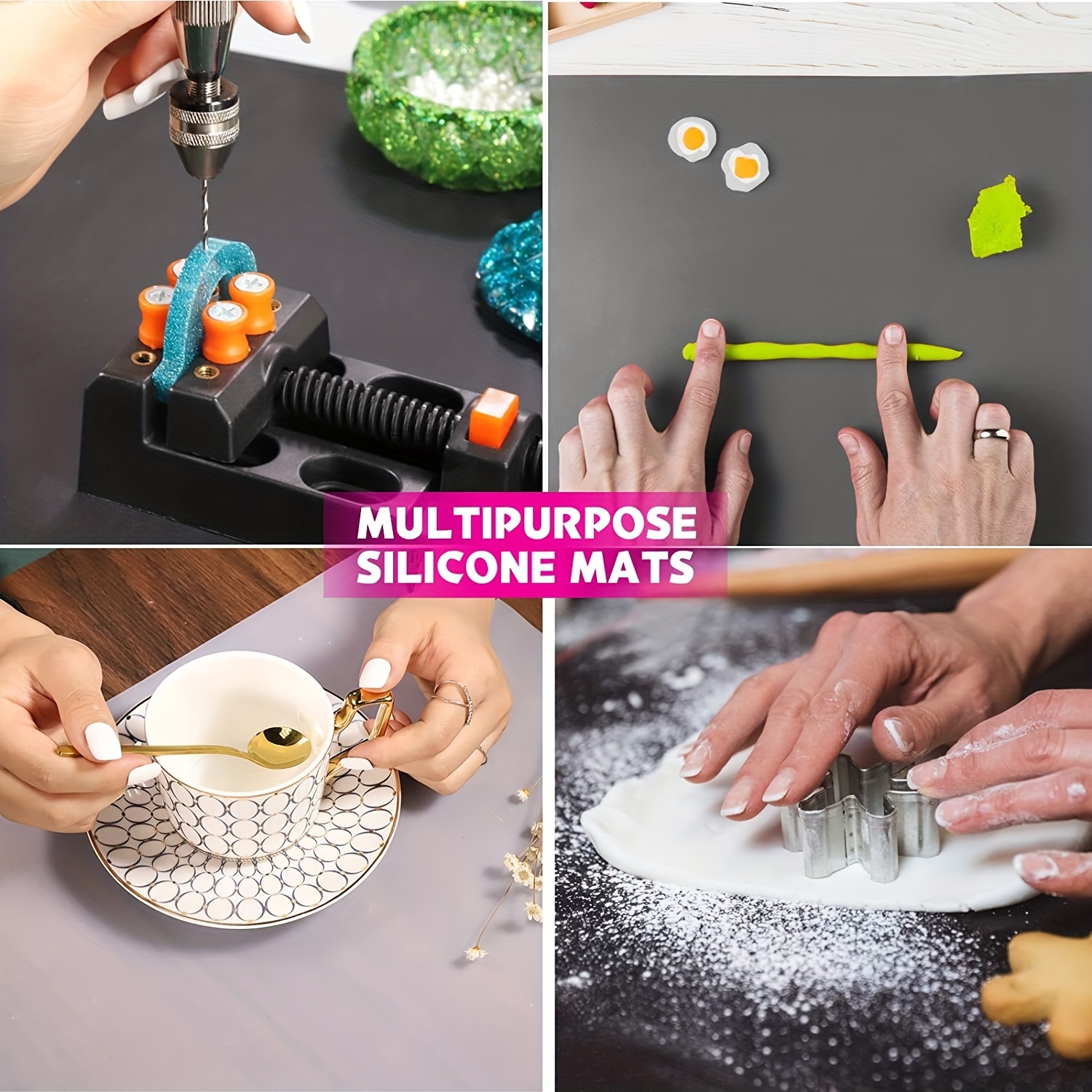  Silicone Mats for Crafts, Translucent, Non-Slip Heat Resistant,  11.8×15.7In (2/Pack) Silicone Placemats for Jewelry, Epoxy Resin,Glitter  Slime, DIY Sheet, Nail Art, Clear Countertop Protector Pad : Arts, Crafts &  Sewing