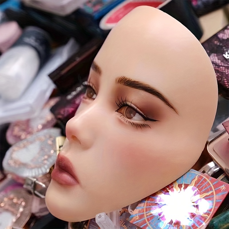 3D Makeup Practice Face Board, Silicone Makeup Mannequin Face, Reusable Beginner Practice Eye Makeup Face, Eye Fake Silicone, Makeup Artist Full