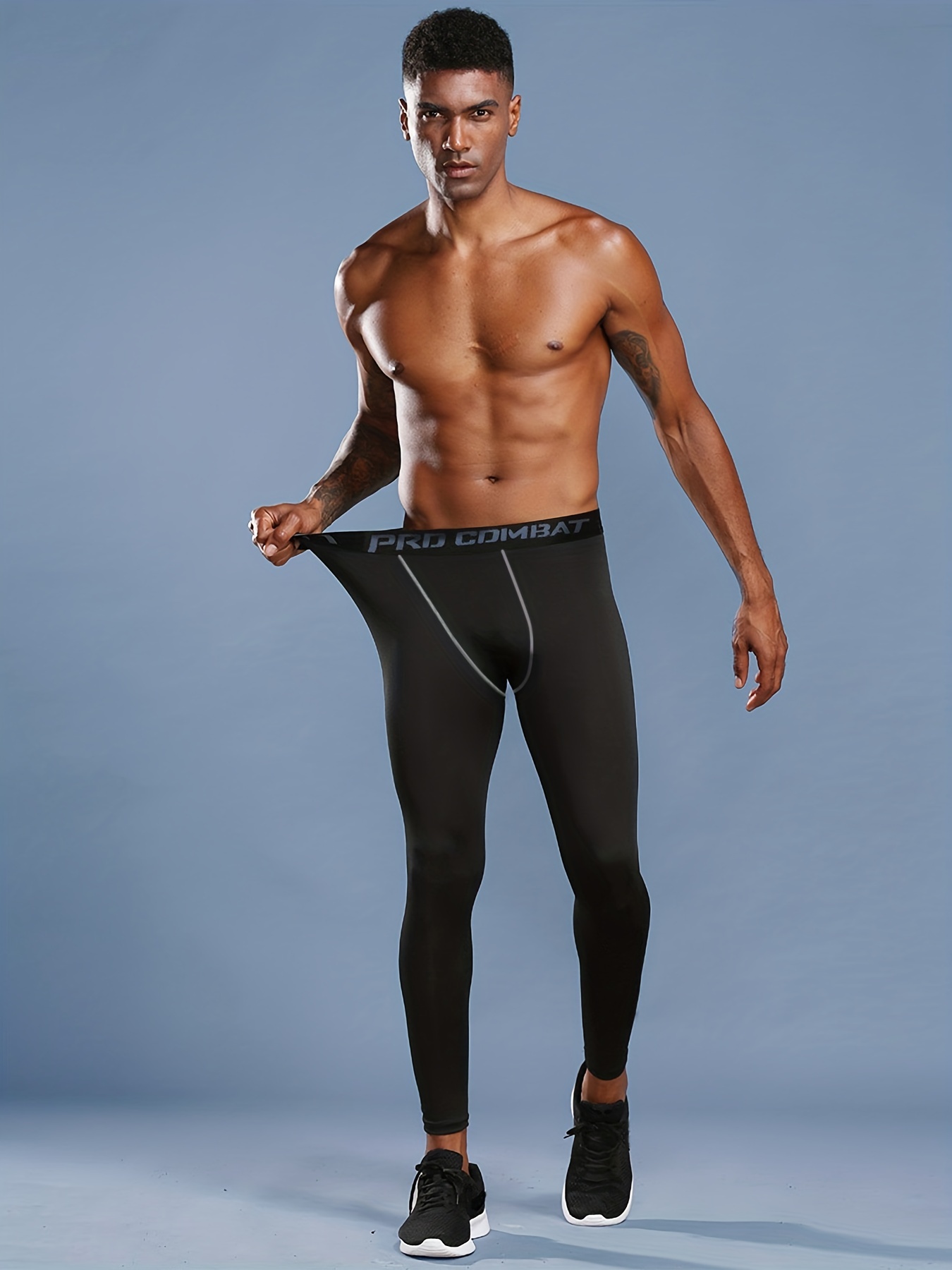 Men's High Waist Compression Sports Leggings Quick Dry High - Temu