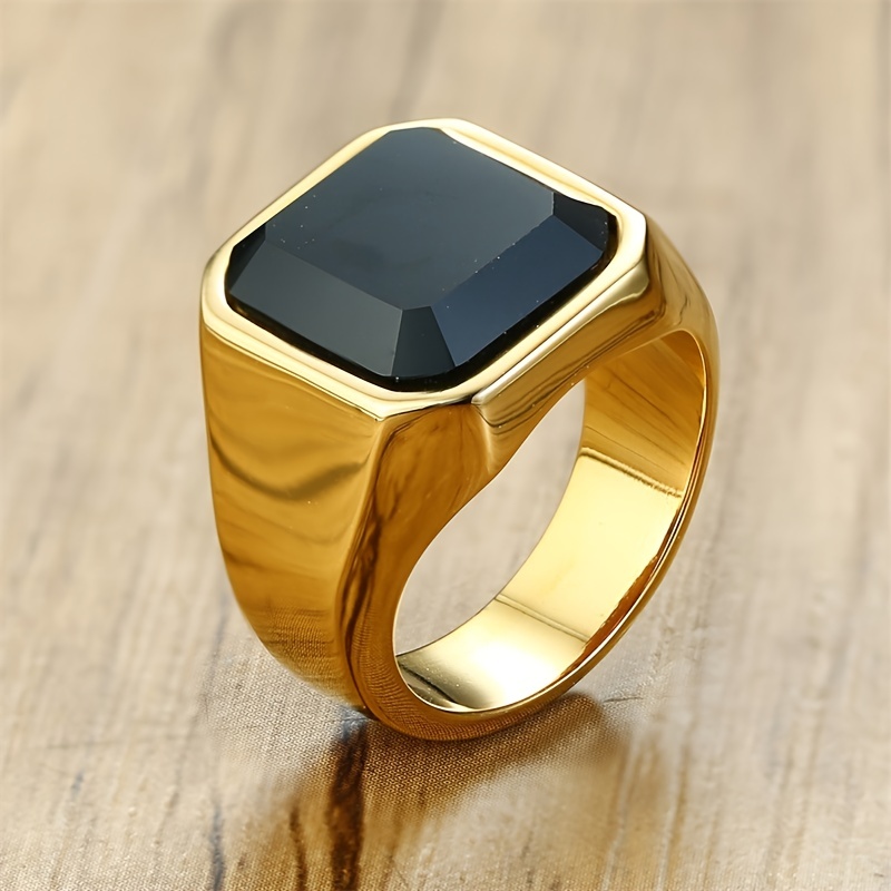 Men's Stainless Steel Agate Ring