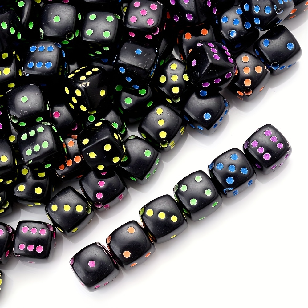 Black Square Game Dice Beads Acrylic Spacer Beads For - Temu