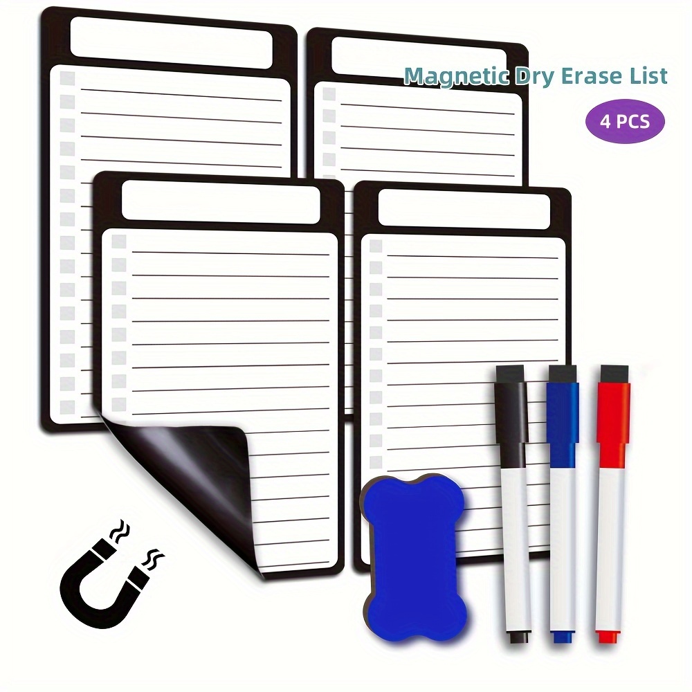 

Magnetic Dry Erase List Multifunctional List Board For Fridge - 3 Extra Fine Markers & 1eraser Included, Shopping List, Menu, To Do List, Chore Chart, Daily Planner, Magnetic Note Custom List Black