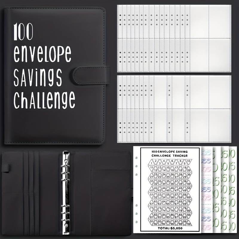  100 sobres desafío de ahorro de dinero, hojas de desafíos de  ahorro, forma fácil y divertida de ahorrar $5,050, carpeta de presupuesto  con sobres de efectivo, libro de desafíos de ahorro