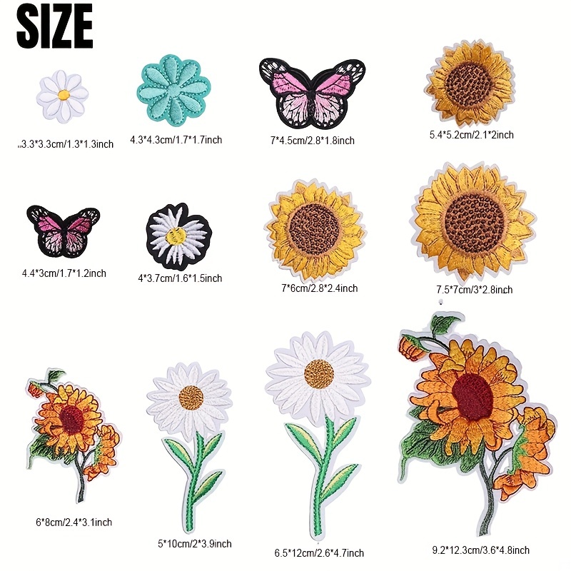 Flower Sew Iron On Patches Sunflower Fabric Patches Stickers - Temu