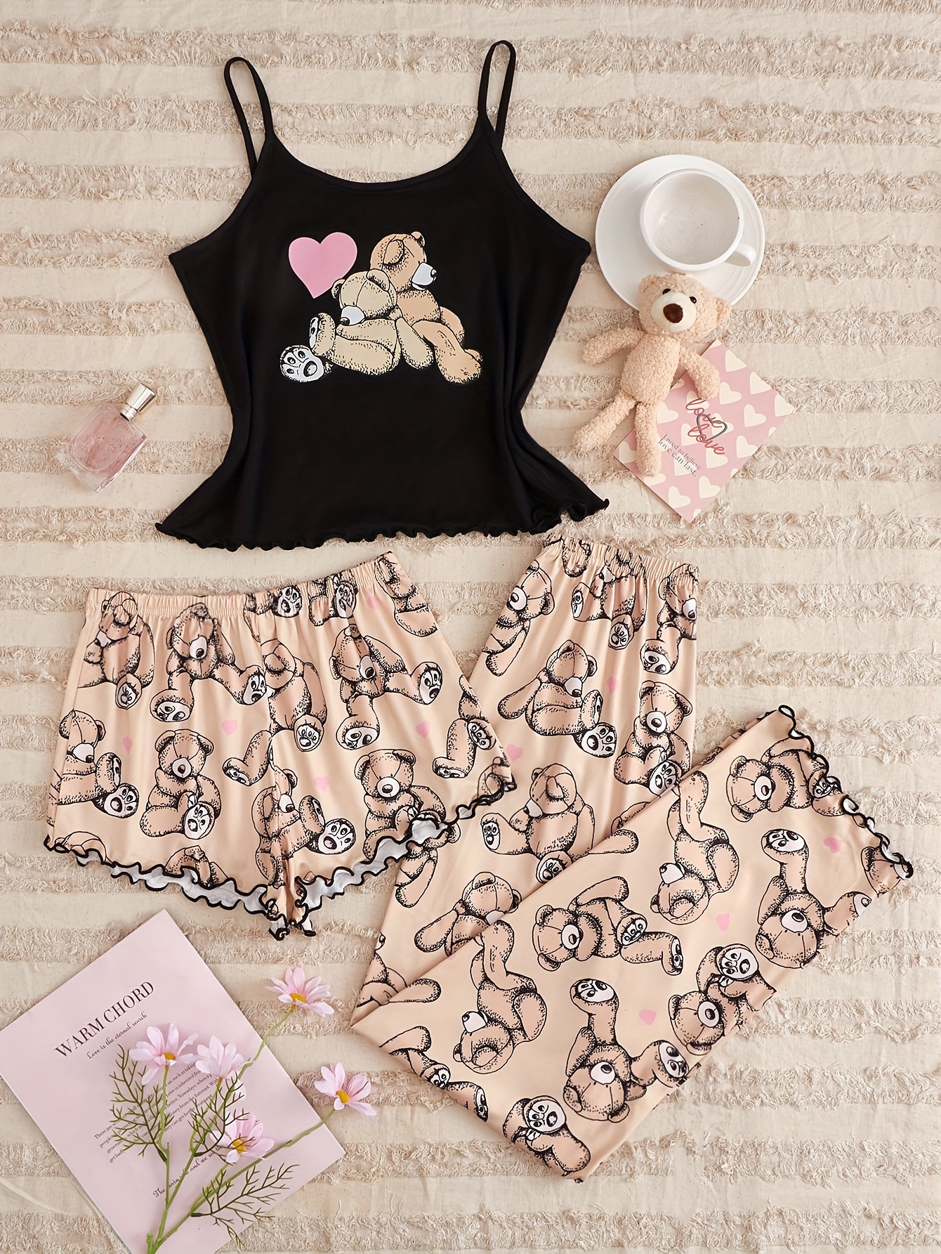 Conjunto Pijama Estampado Oso Dibujos Animados Linda Blusa - Temu