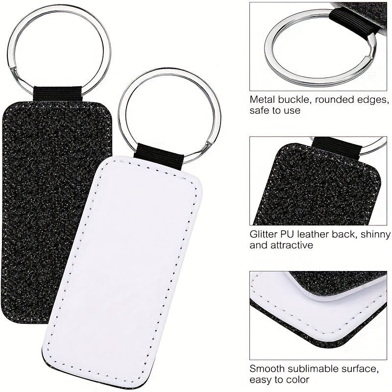 Pu Leather Sublimation Blank Keychains, Heat Transfer Glitter Keyring For  Pendant Ornament Making, Bottle Shaped Key Chain - Temu