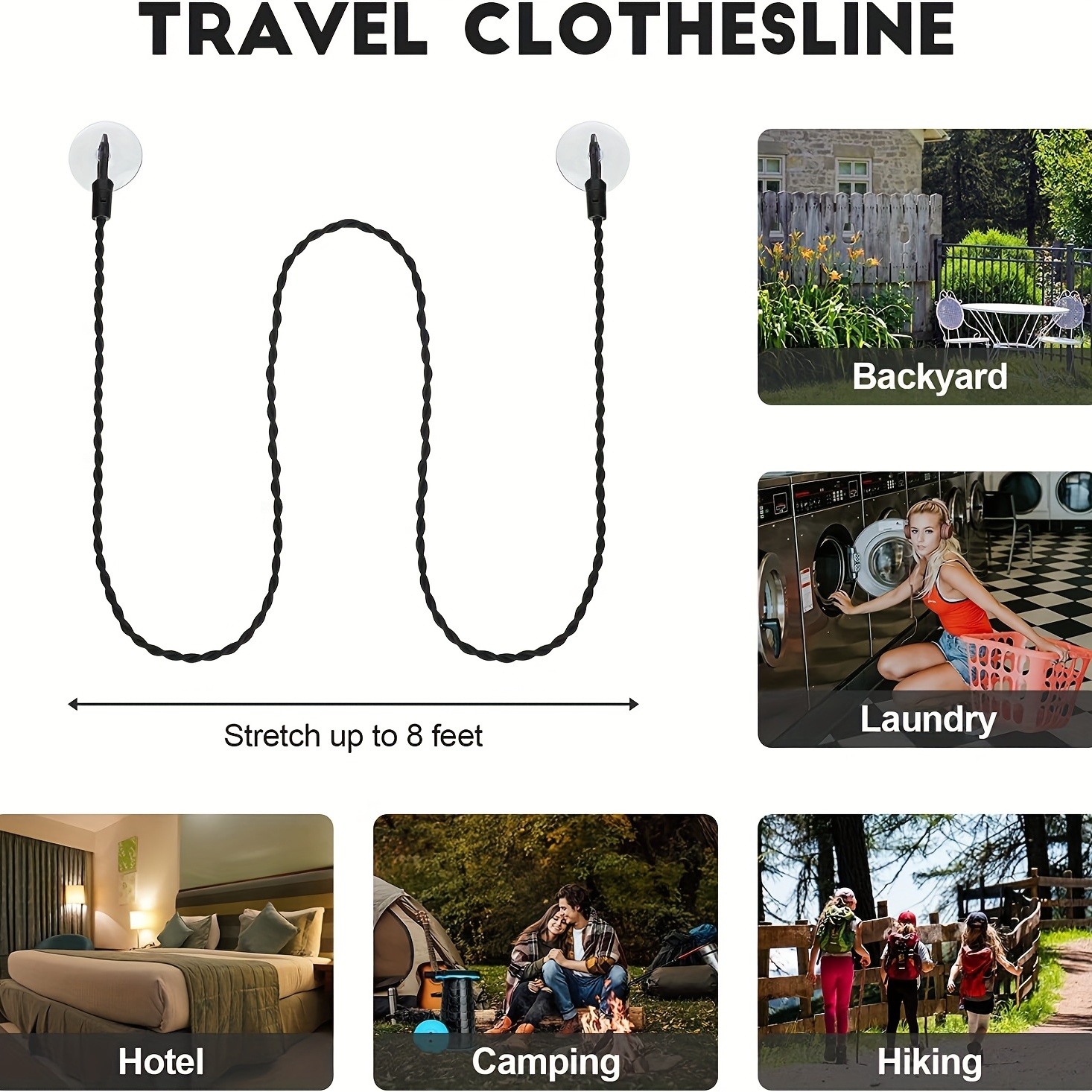Travel Clothesline Portable Retractable Clothesline Hooks - Temu