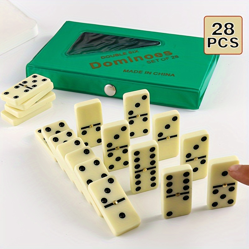 KIDS WOODEN DOMINOES SET TIN BOX TOY TRADITIONAL CLASSIC CHILDREN