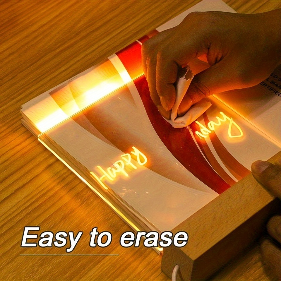 Tableau de notes LED en acrylique brillant, tableau effaçable à sec avec  support, tableau de messages multifonctionnel réutilisable