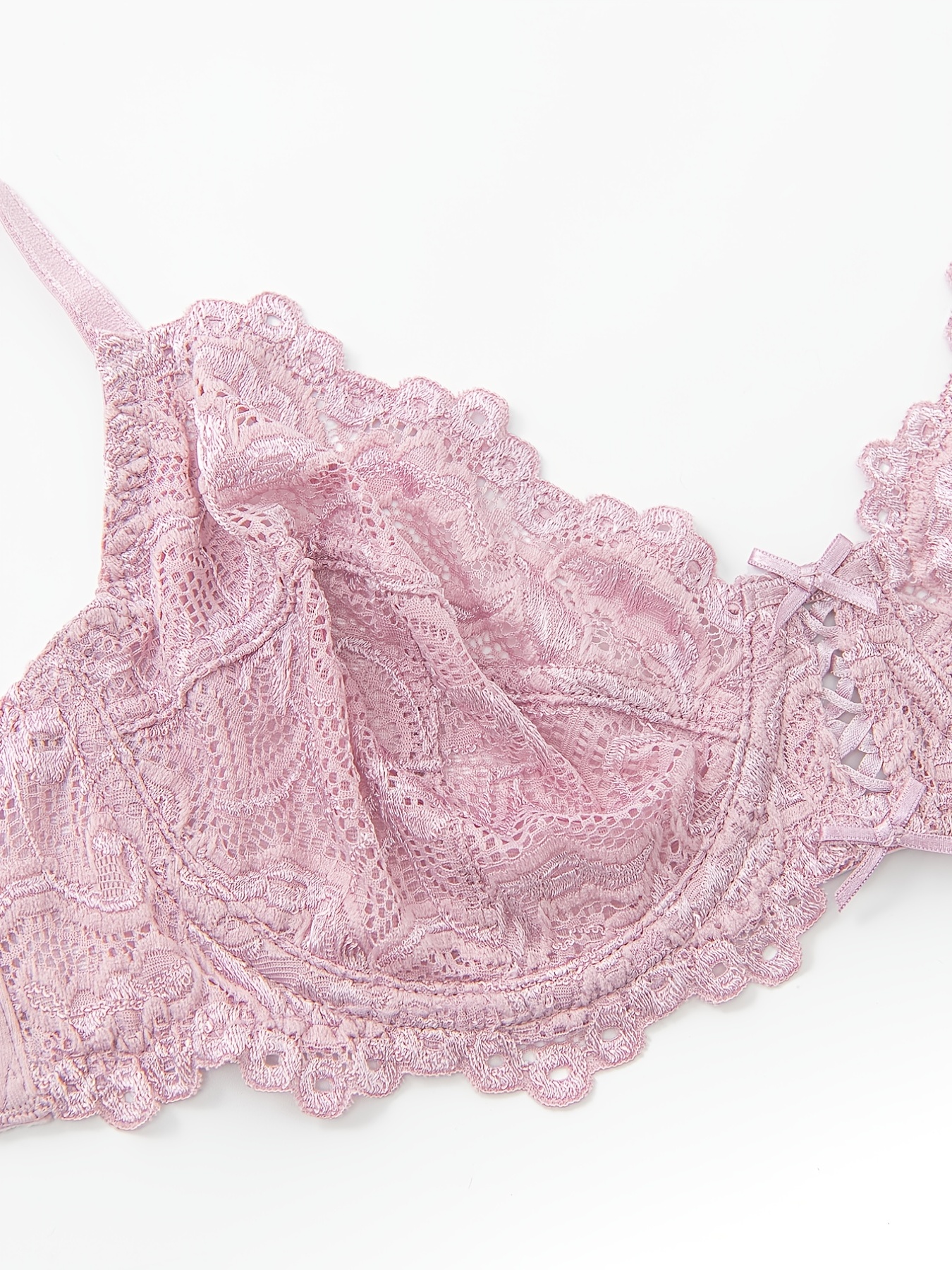 Womens Plus Size Bras Full Coverage Lace Underwire Unlined Bra Glitter Pink  44DD