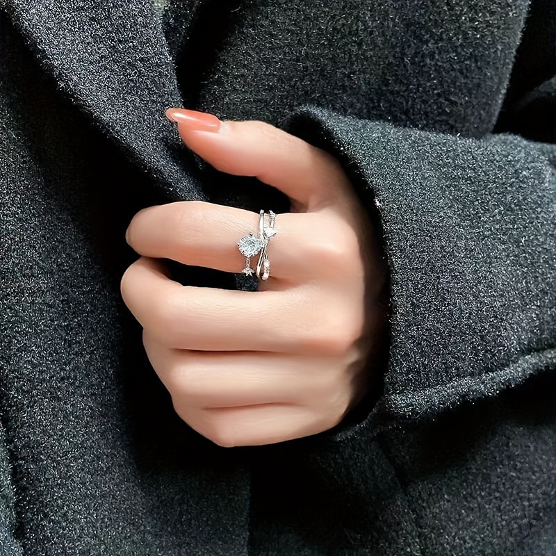 Cosmic Orbit Copper Ring with Zirconia