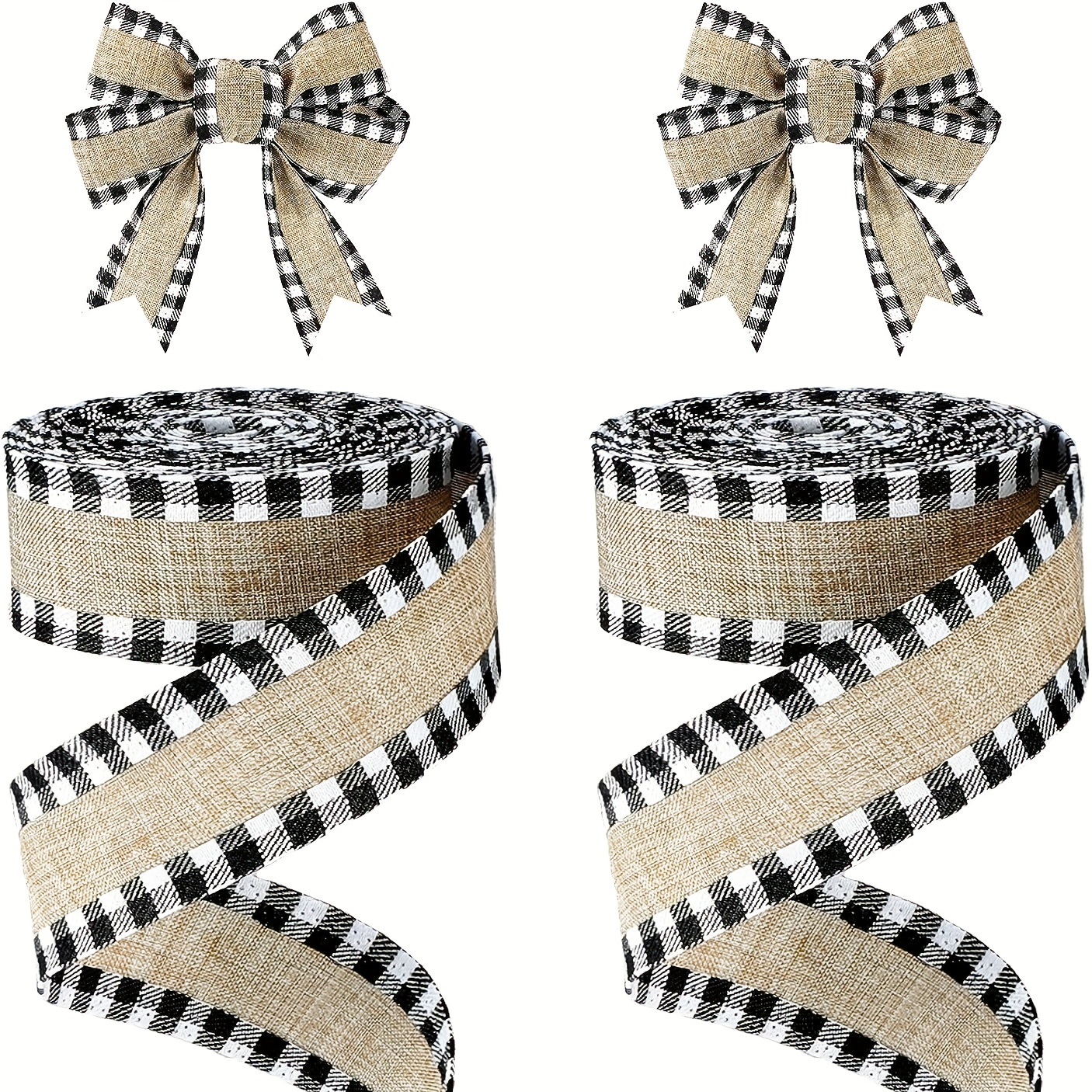 5 Yards Buffalo Plaid Ribbons Christmas Black And White - Temu