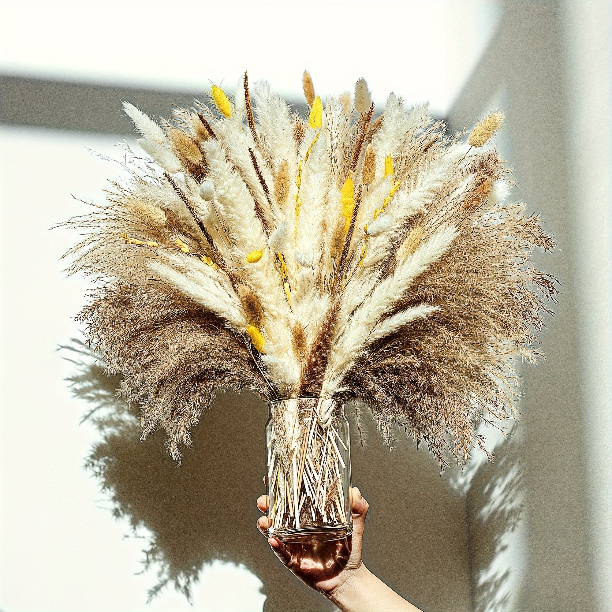 Dried Pampas Grass Bouquet Boho Table Decor Bunny Tails - Temu