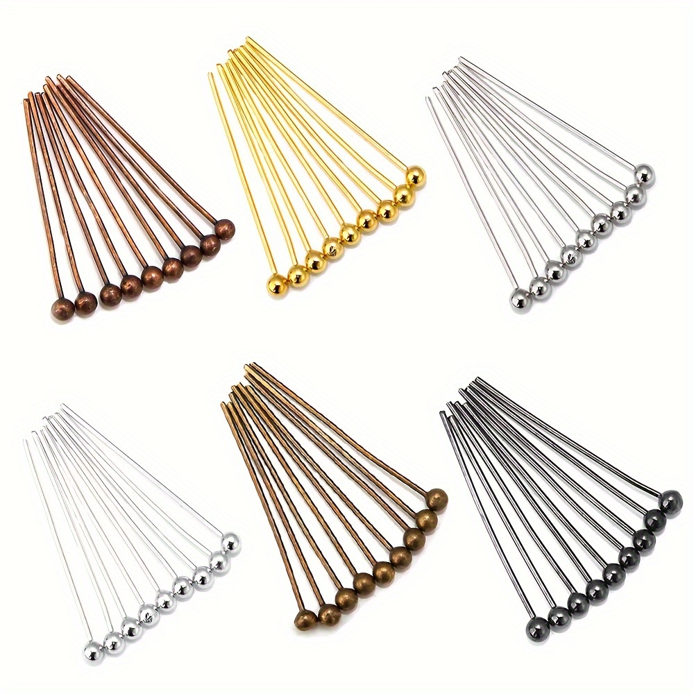 100pcs Gold Tone Stainless Steel Ball Head Pins for Jewelry Making