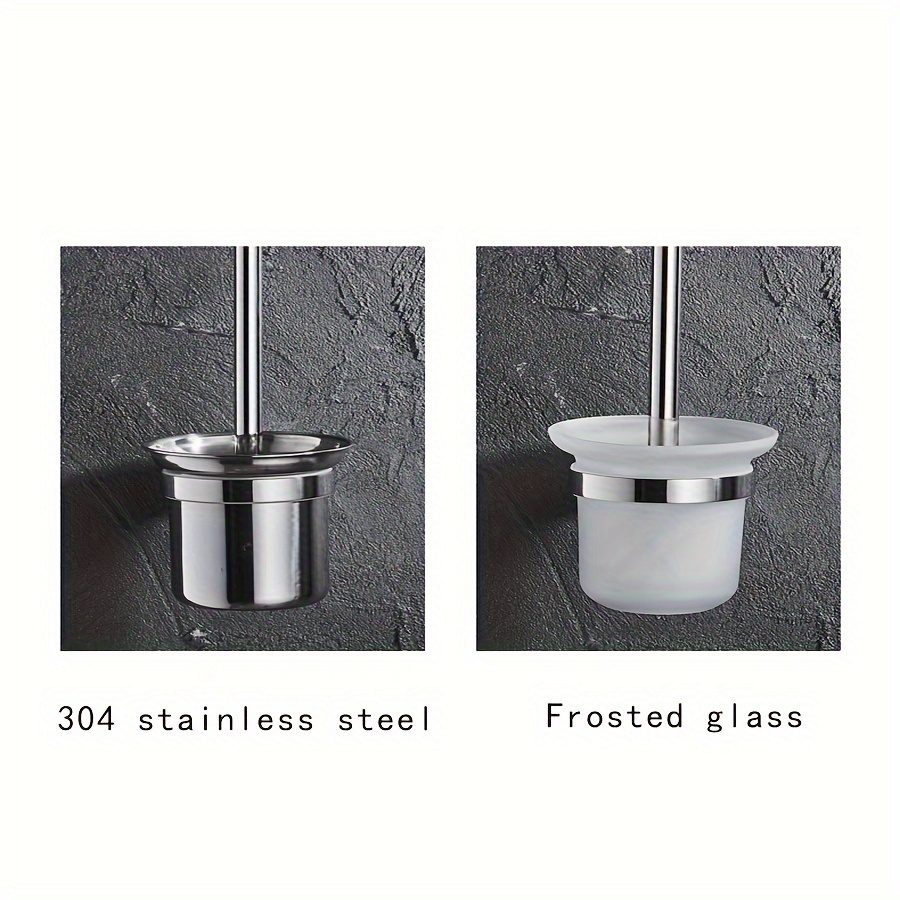 Wall-Mounted Glass and Stainless Steel Toilet Brushes