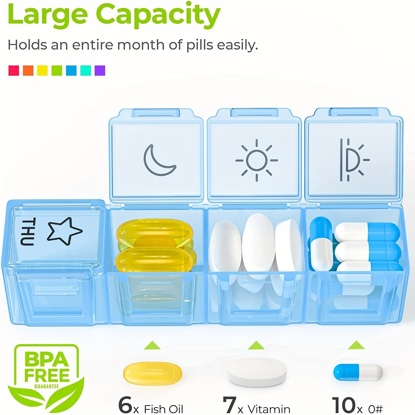 AUVON Extra Large Weekly Pill Organizer 4 Times a Day, Daily Pill