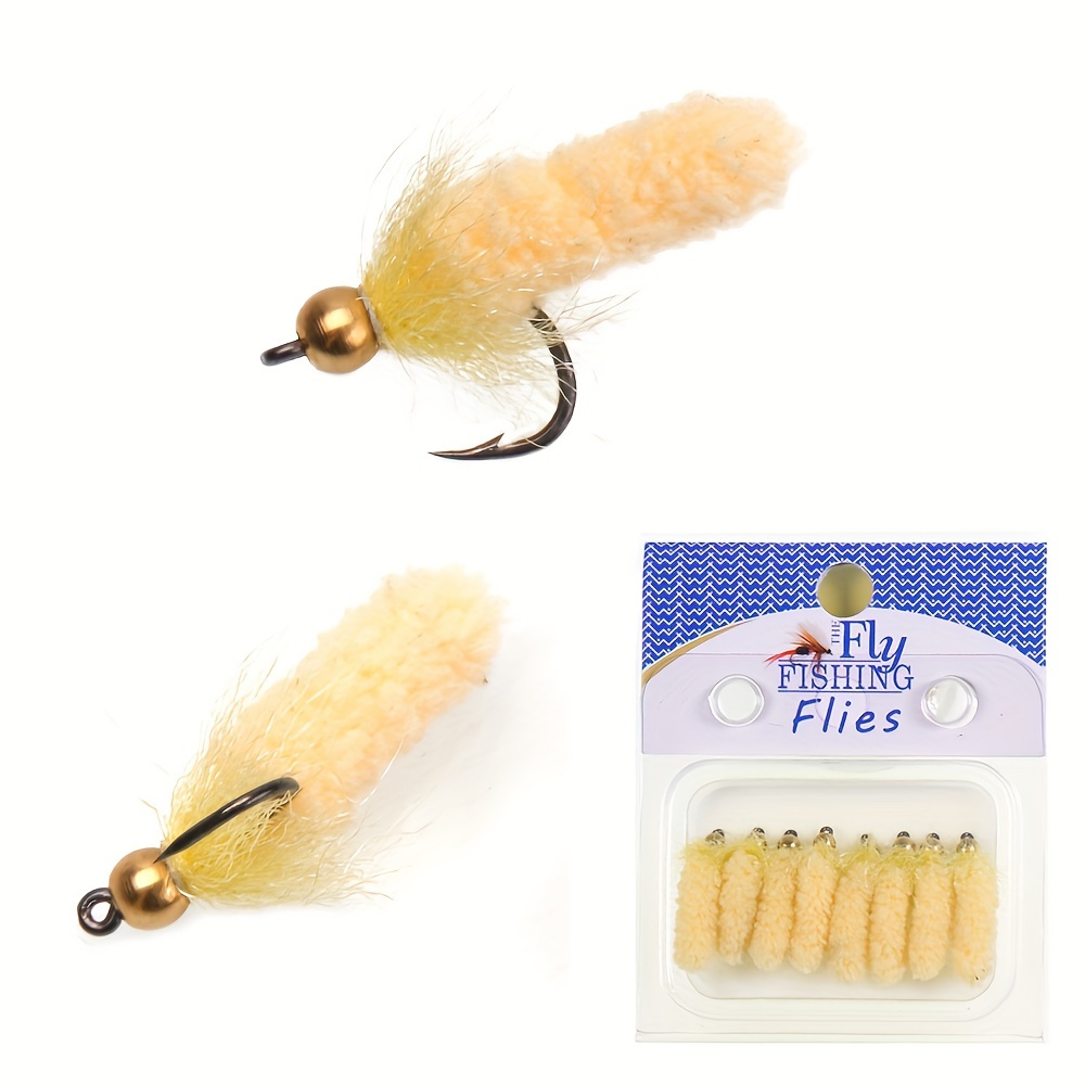 8pcs Fly Fishing * Brass Bead Mop Fly, Fishing Lures For Trout Grayling  Crappie Blue Gill Perch Steelhead