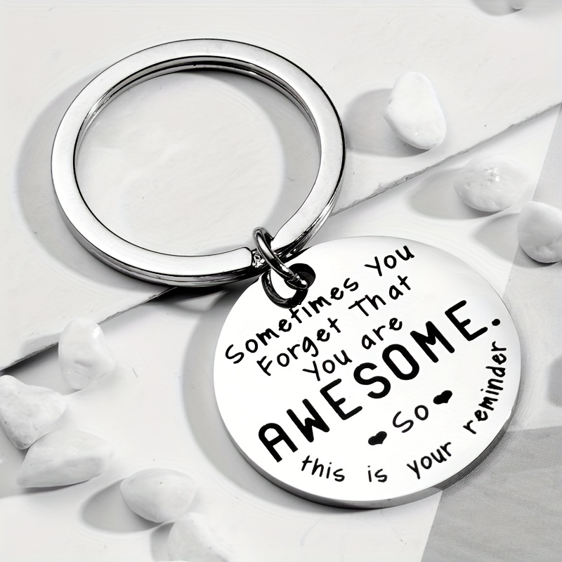 1pc You Are Awesome Keychain Inspirational Metal Key Ring Purse Bag Backpack Car Key Charm BFF Family Gift,Temu