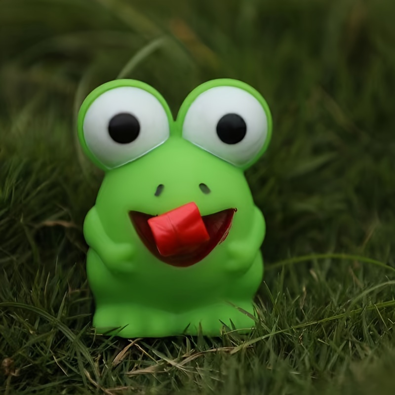 Funny Cute Sticking Out Tongue Pinch Rubber Frog Squeak Toy Party Whistles  Favors Noise Makers * Toy