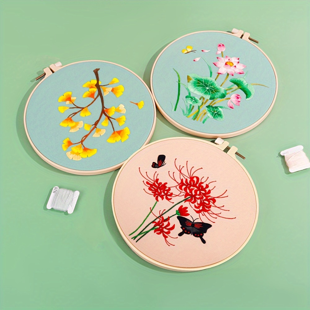 Embroidery Kit Chinese Style Flowers Lotus Manjusaka Pattern - Temu