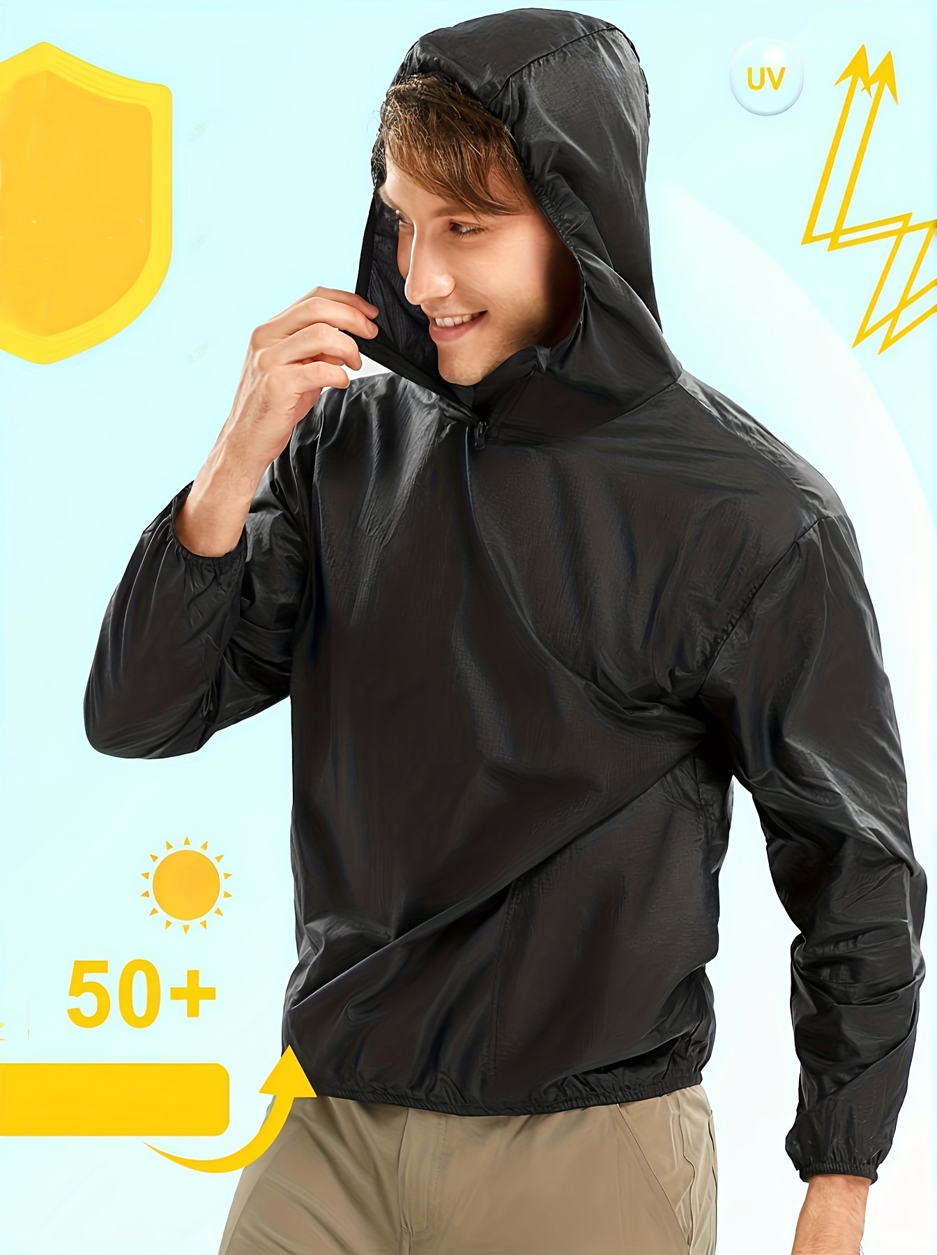 Men's Sun Protection Shirt Long Sleeve Hooded Shirt Casual - Temu Canada