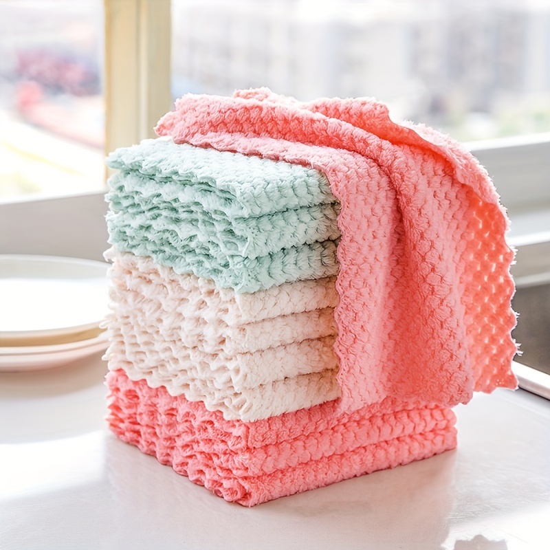12 Pack Kichen Dish Cloths,12x12 inch,Coral Velvet Dish Towels,Super  Absorbent Cleaning Cloth for Kitchens Nonstick Oil Washable Fast