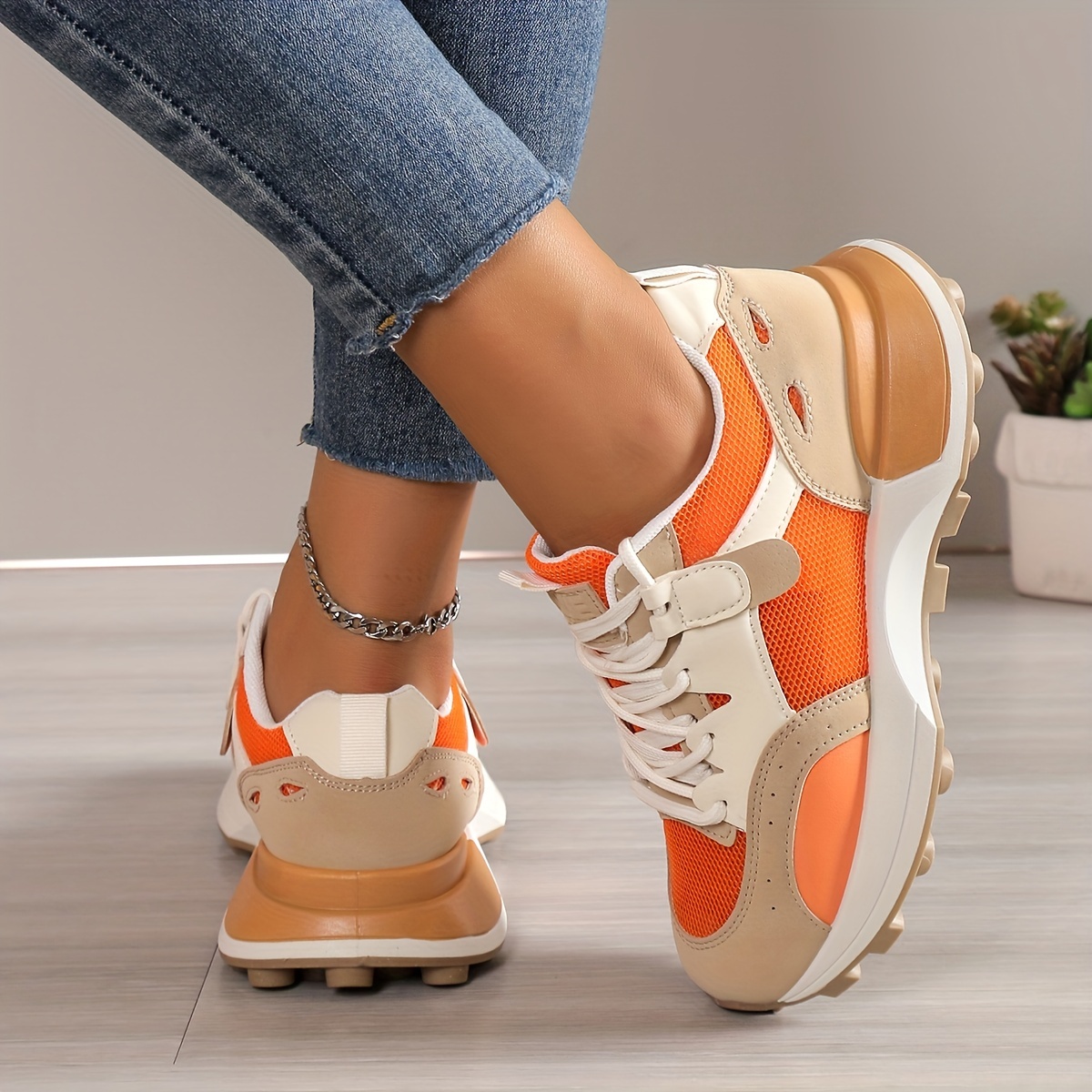 Womens orange clearance trainers