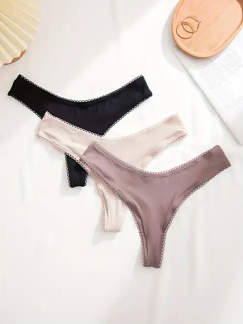 Sexy Seamless Thong Panties Solid Transparent Medium Stretch