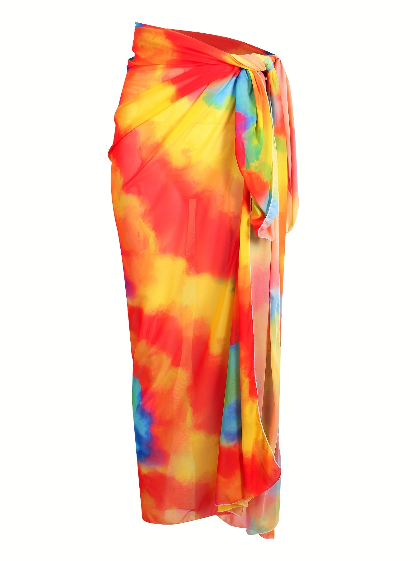 Black Red Ombre Swimsuit Cover Up Women, Tie Dye Gradient Wrap