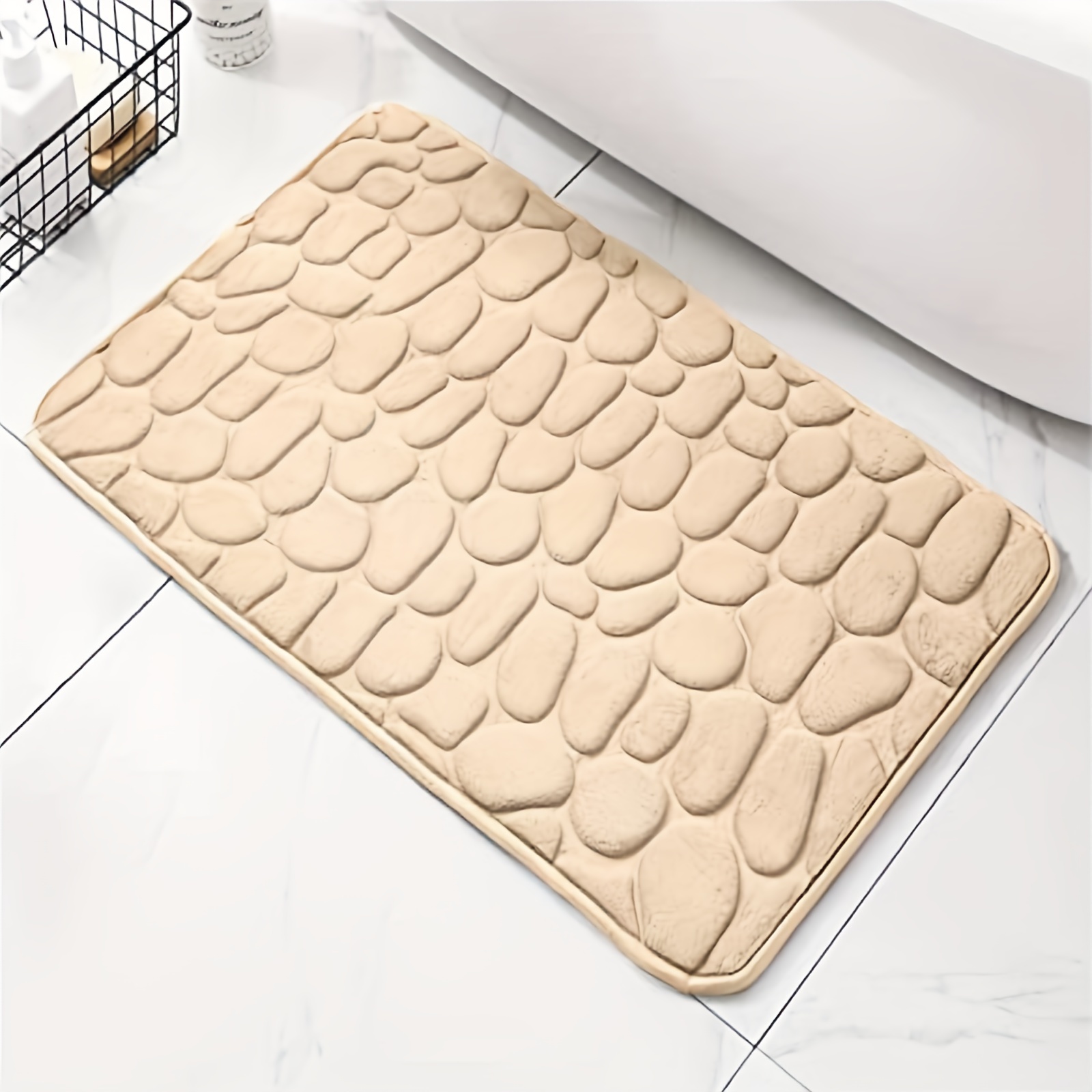 3D Cobble Taupe 20 in. x 32 in. Stone Shaped Memory Foam