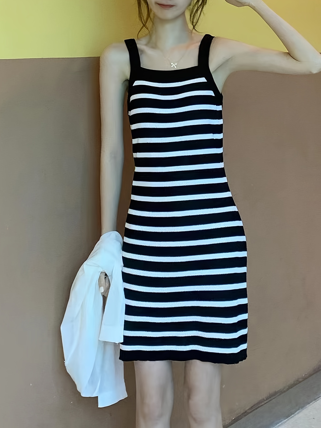 Color Block Bodycon Split Dress Casual Sleeveless Dress - Temu