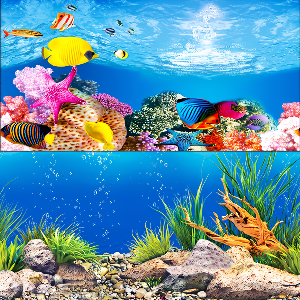 HD 3D Stone Pattern Sticker Fish Tank Bottom Background Aquarium