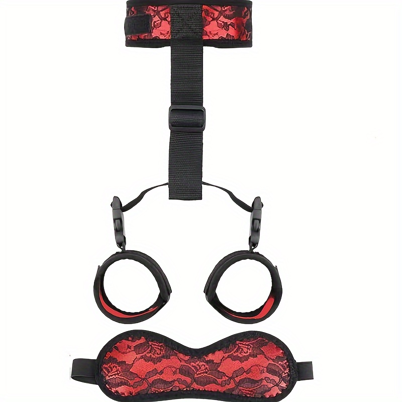 1pc BDSM Erotic Flirting Sex Toys Men s And Women s Bondage Bundle With Lace Reverse Hand Back Handcuffs Prison Collar Neck Cuffs Reverse Hand Bac