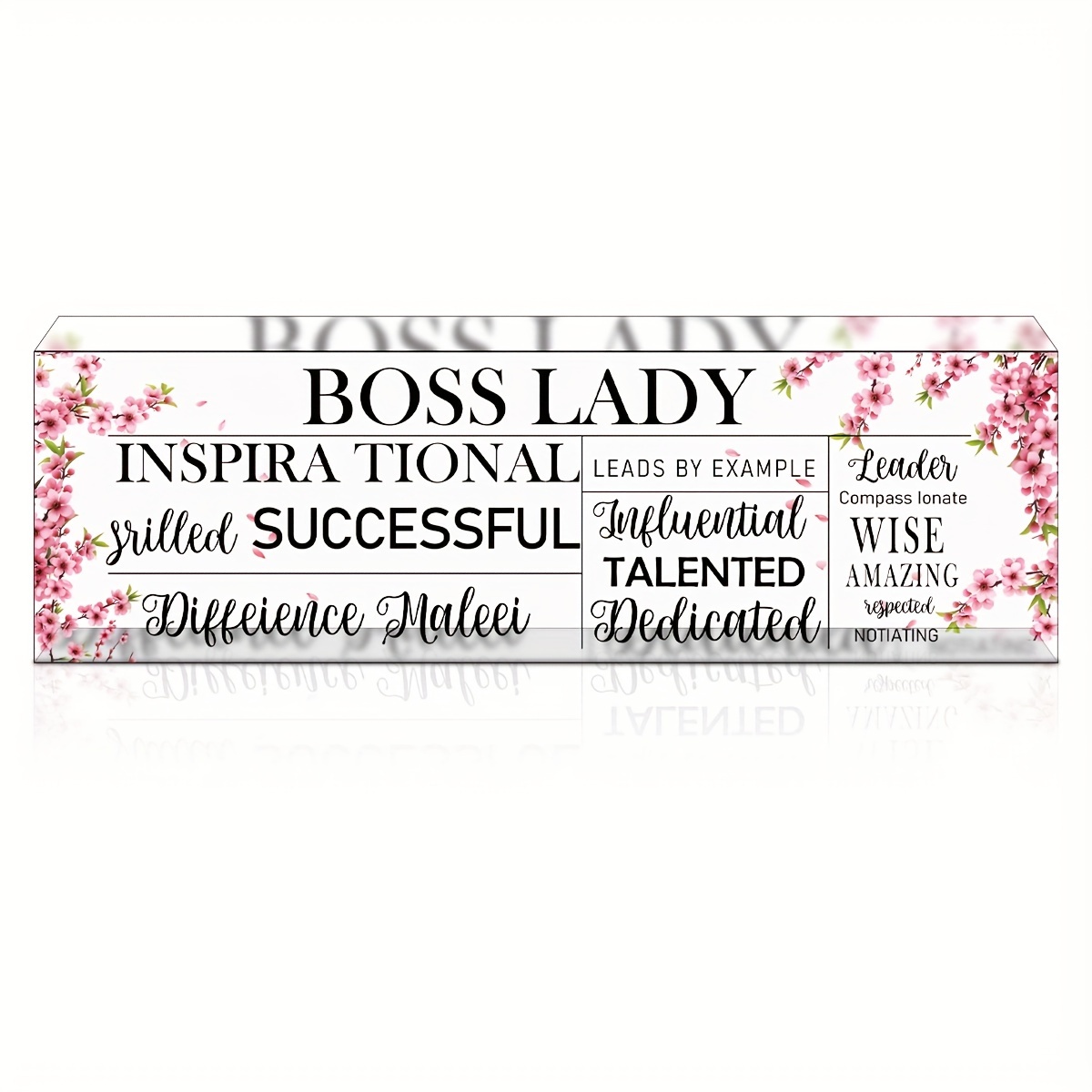 Gifts for Women Acrylic Desk Boss Lady Office Decor Inspirational Quotes  Boss Appreciation Keepsake And Paperweight for Birthday Christmas  Gift(White