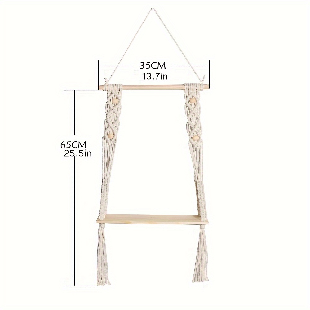 1pc Scaffali Sospesi Parete Appendiabiti In Legno Macrame - Temu Italy