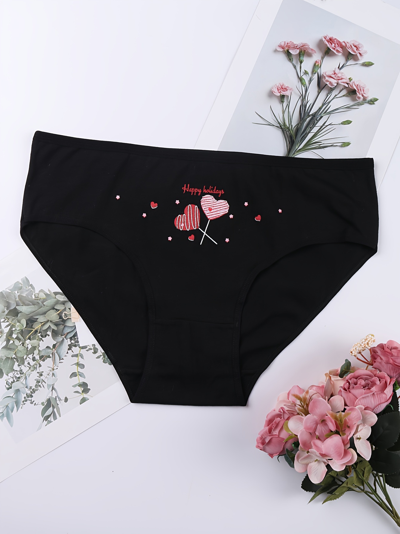 Happy Valentine's Day Romantic Hearts Womens Thong Underwear