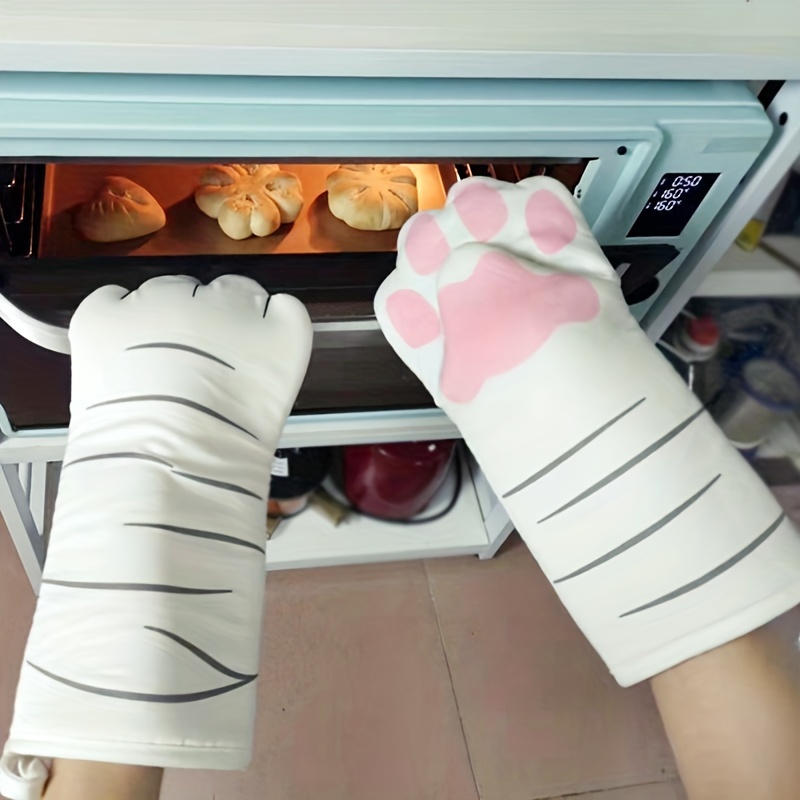 Oven Mitts Kitchen Cotton Cute Long Microwave Oven Gloves, Heat