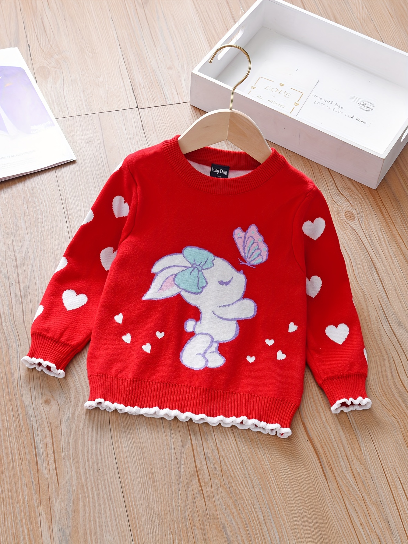 Jacquard-knit jumper - Red/Patterned - Kids